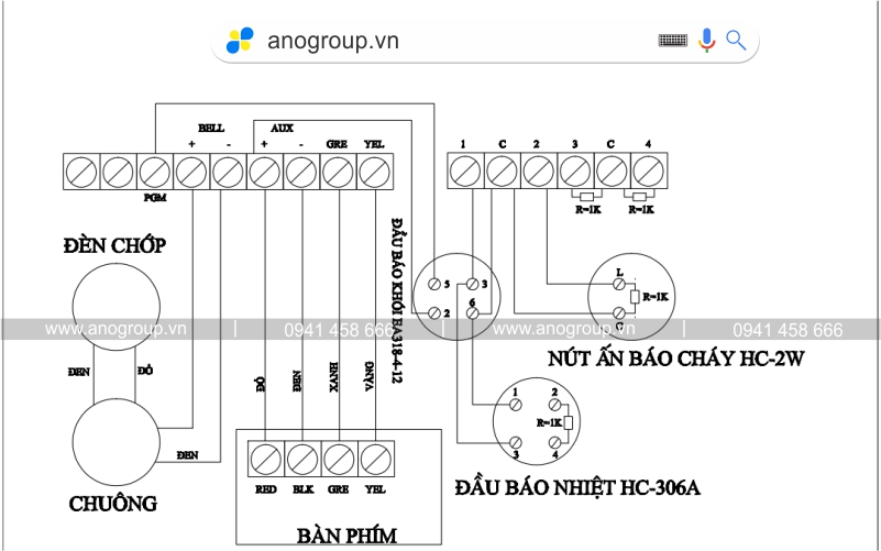 Sơ đồ lắp đặt hệ thống báo cháy