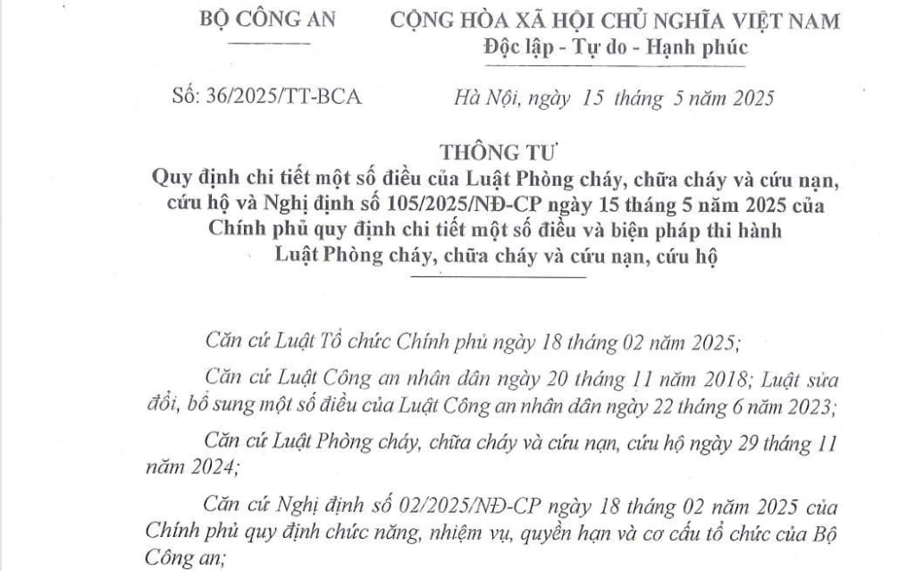 Thông Tư Số 36/2025/TT-BCA
