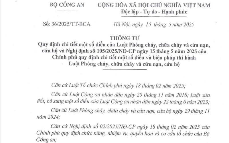 Thông Tư Số 36/2025/TT-BCA
