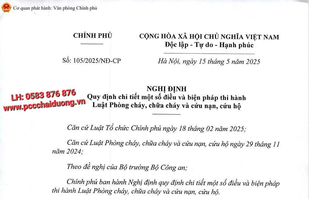 Nghị Định 105/2025 về PCCC