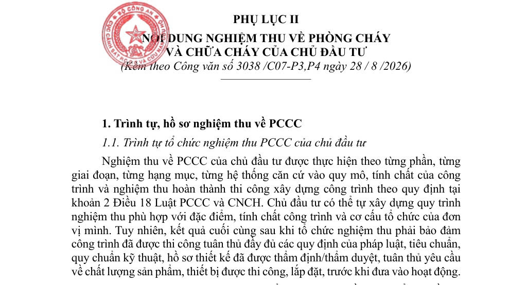 Hướng dẫn nghiệm thu PCCC theo 5 bước